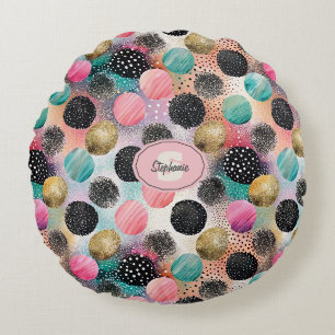 Coussins Ronds Motif Cercle Abstrait - avec Parties scintillant e