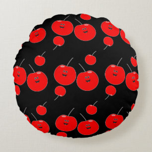 Coussins Ronds Motif cerise rouge et noire