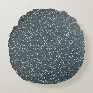 Coussins Ronds Motif Chalkboard Doodle Hearts