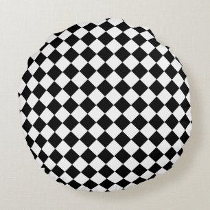 Coussins Ronds Motif Chevron Noir et Blanc Classique Bold