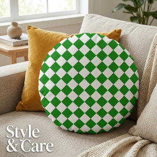 Coussins Ronds Motif Chevron Vert et Blanc Gras 16"