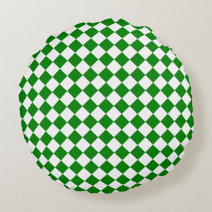 Coussins Ronds Motif Chevron Vert et Blanc Gras 16"