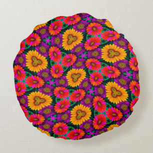Coussins Ronds Motif coloré Daisy Bouquet