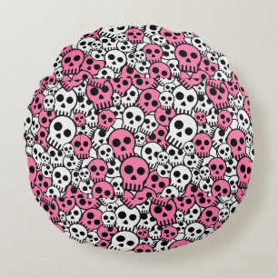 Coussins Ronds Motif crâne gothique rose Imprimer