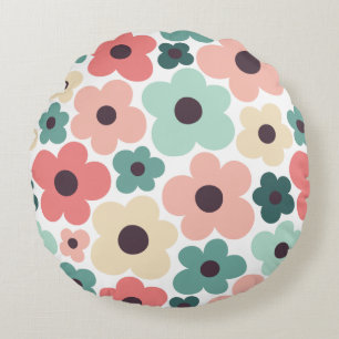 Coussins Ronds Motif d'alimentation en fleurs