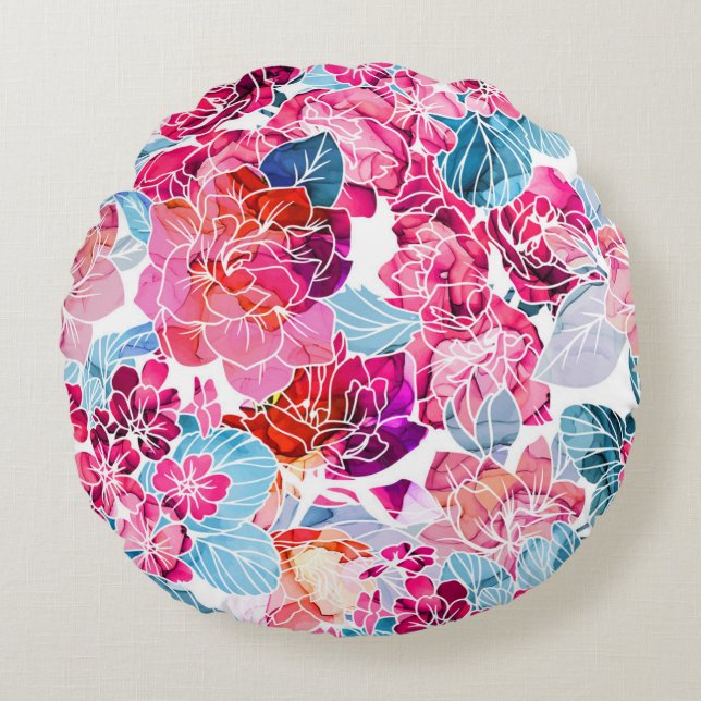 Coussins Ronds Motif d'aquarelle dynamique (Devant)