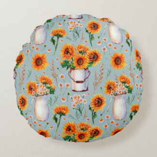 Coussins Ronds Motif d'aquarelle transparente avec colo brillant