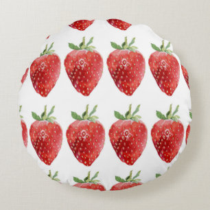 Coussins Ronds Motif d'aquarelle transparente avec fraises