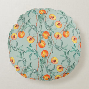 Coussins Ronds Motif d'aquarelle transparente avec pêches et bran
