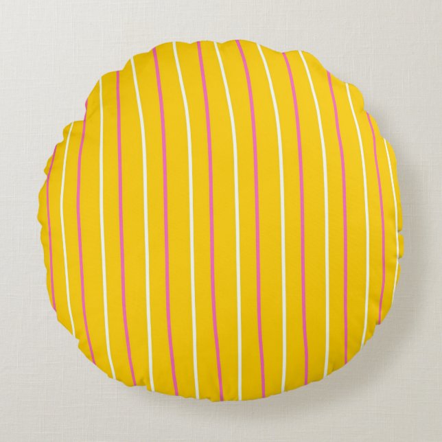 Coussins Ronds Motif de bande verticale jaune (Devant)