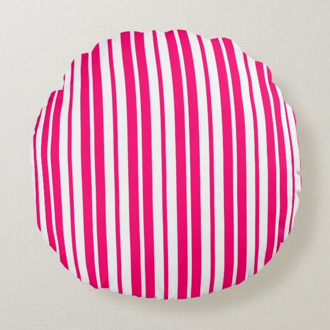 Coussins Ronds Motif de bandes verticales rose blanc (Devant)