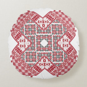 Coussins Ronds Motif de broderie palestinien