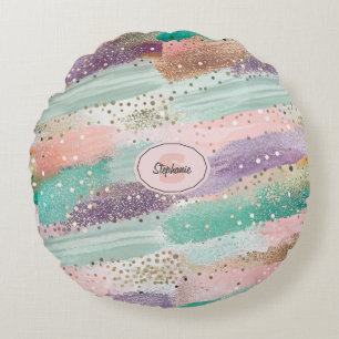 Coussins Ronds Motif de brosse diagonale dynamique (2)