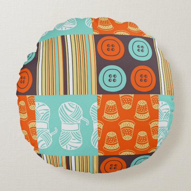 Coussins Ronds motif de Bruit-art - cousant (Devant)