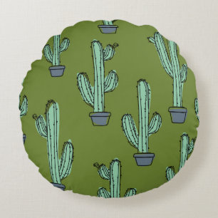 Coussins Ronds Motif de cactus dessiné à la main