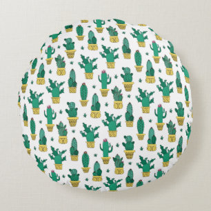 Coussins Ronds Motif de cactus et de succulentes mignon 