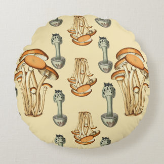 Coussins Ronds Motif de champignons floraux Whimsical