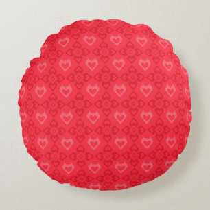 Coussins Ronds Motif de coeur de style Ikat rouge