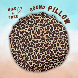 Coussins Ronds Motif de crème Brown de peau de léopard -