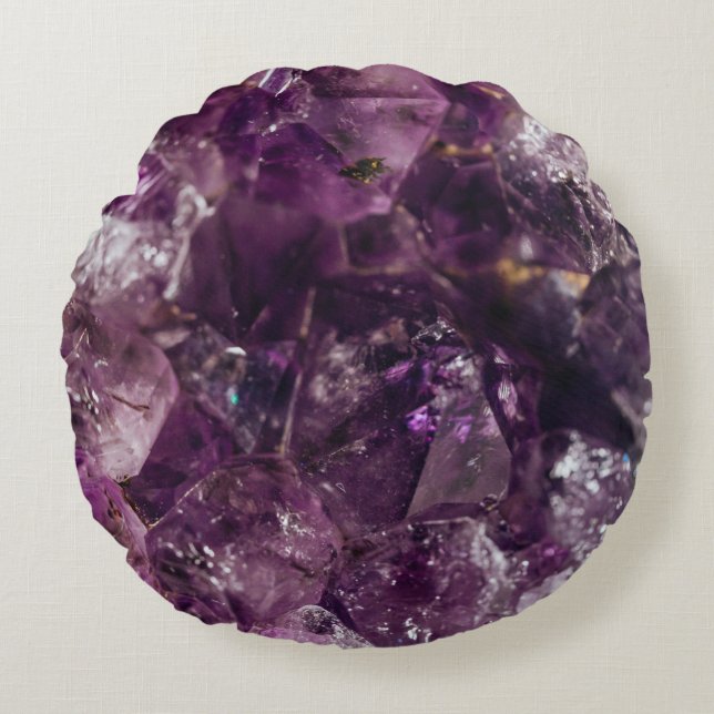 Coussins Ronds Motif de cristal Amethyst (Devant)