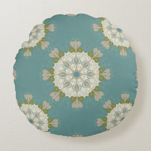 Coussins Ronds Motif de damassé avec les éléments abstraits