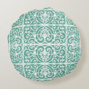 Coussins Ronds Motif de défilement vert à la menthe