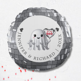 Coussins Ronds Motif de design de ballon de Saint Valentin Argent