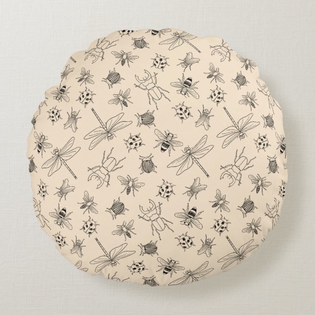 Coussins Ronds Motif de dessin à main (Devant)