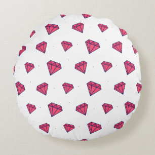Coussins Ronds Motif de diamant rose mignon