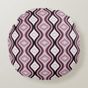 Coussins Ronds Motif de diamant rouge prune contemporain