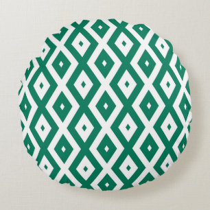 Coussins Ronds Motif de diamant vert et blanc
