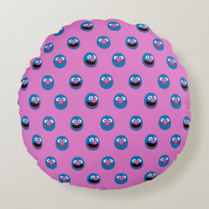 Coussins Ronds Motif de face de Grover rose
