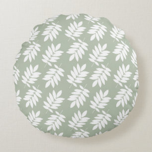 Coussins Ronds Motif de feuille âgée blanc sur vert