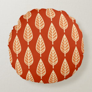 Coussins Ronds Motif de feuille de hêtre - Nuances d'orange manda