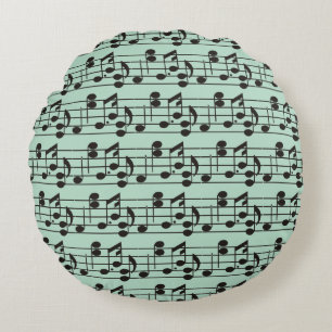 Coussins Ronds Motif de feuille de notes de musique vert