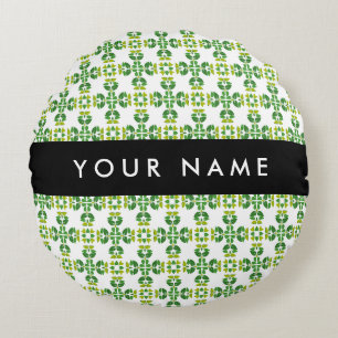 Coussins Ronds Motif de feuille, feuilles vertes, votre nom