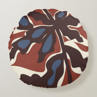 Coussins Ronds Motif de feuille rétro abstrait