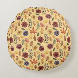 Coussins Ronds Motif de feuilles et de fleurs d'automne
