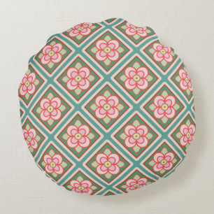 Coussins Ronds Motif de fleur vintage de treillis floral rose