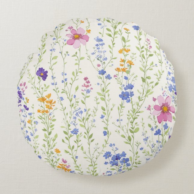Coussins Ronds Motif de fleurs sauvages (Devant)