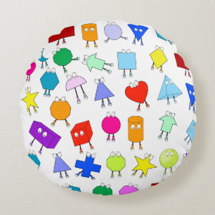 Coussins Ronds Motif de formes géométriques colorées 2D et 3D pou