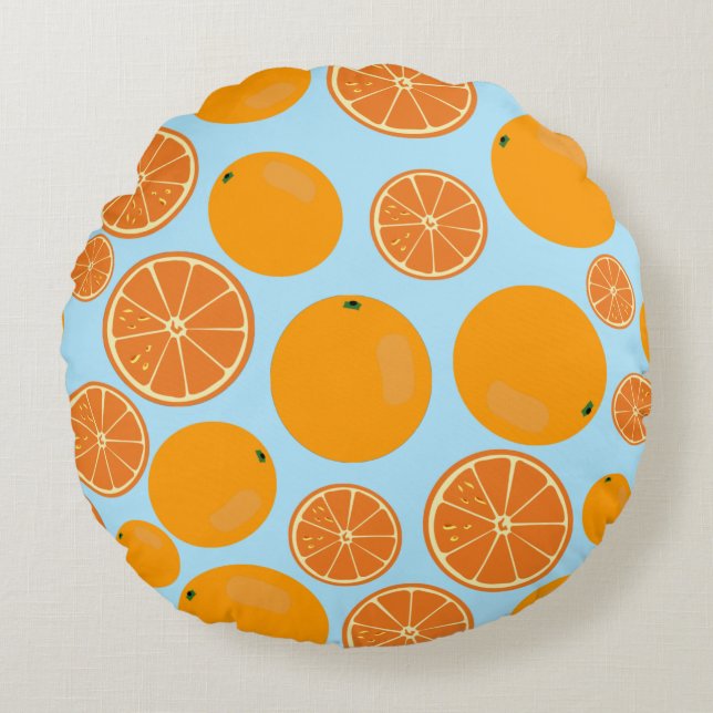 Coussins Ronds Motif de fruits orange (Devant)