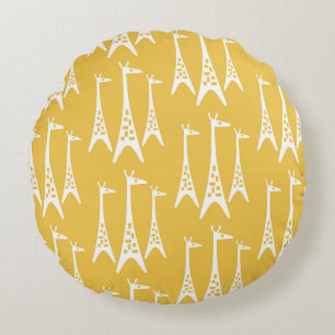 Coussins Ronds Motif de Giraffe moderne du milieu du siècle