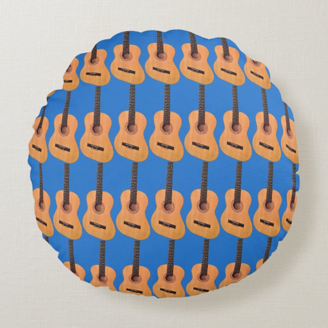 Coussins Ronds Motif de guitare acoustique (Devant)