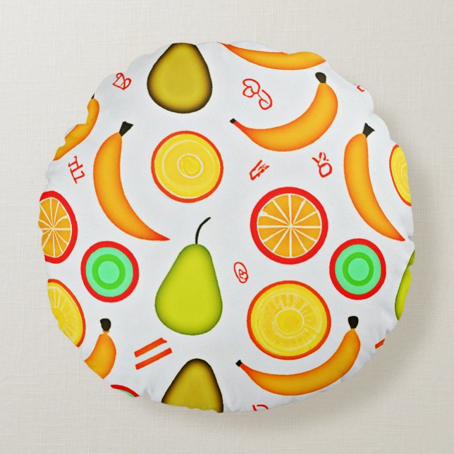 Coussins Ronds Motif de kaléidoscope à fruité vive (Devant)