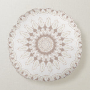 Coussins Ronds Motif de mandala beige et crème