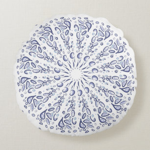 Coussins Ronds Motif de mandala bleu