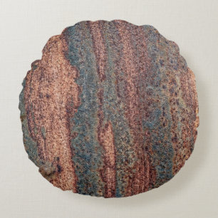 Coussins Ronds Motif de métal rouillé marron et bleu