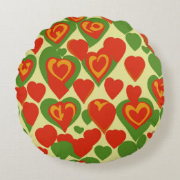 Coussins Ronds Motif de Mini Coeurs de Reggae mignonne