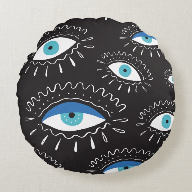 Coussins Ronds Motif de mode pour les yeux tribaux (Devant)